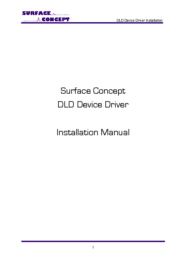 Surface Concept DLD Device Driver Installation Surface Concept DLD Device Driver Installation