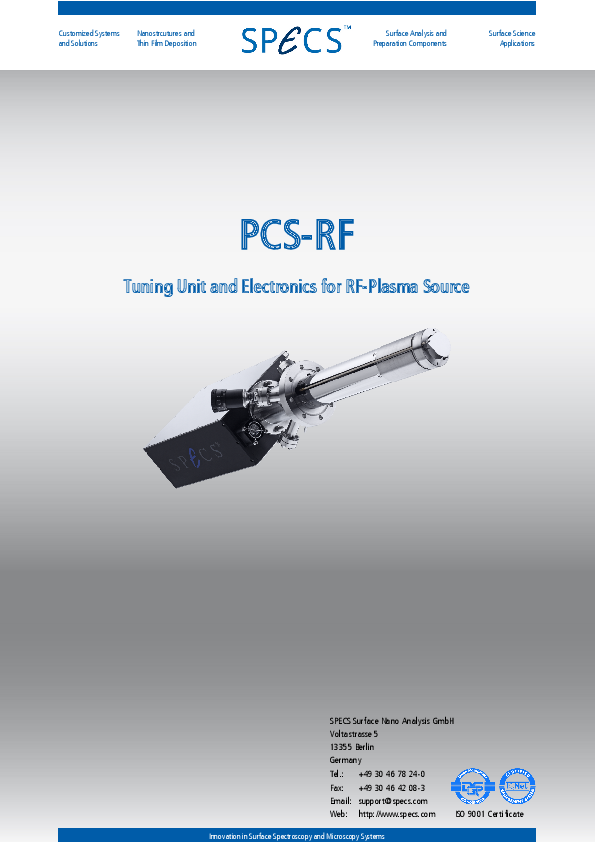 PCS-RF Tuning Unit and Electronics for RF-Plasma Source PCS-RF Tuning Unit and Electronics for RF-Plasma Source